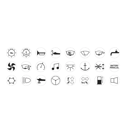 TREM Symboler runde - 24 klistremerker gjennomsiktige med sorte symboler