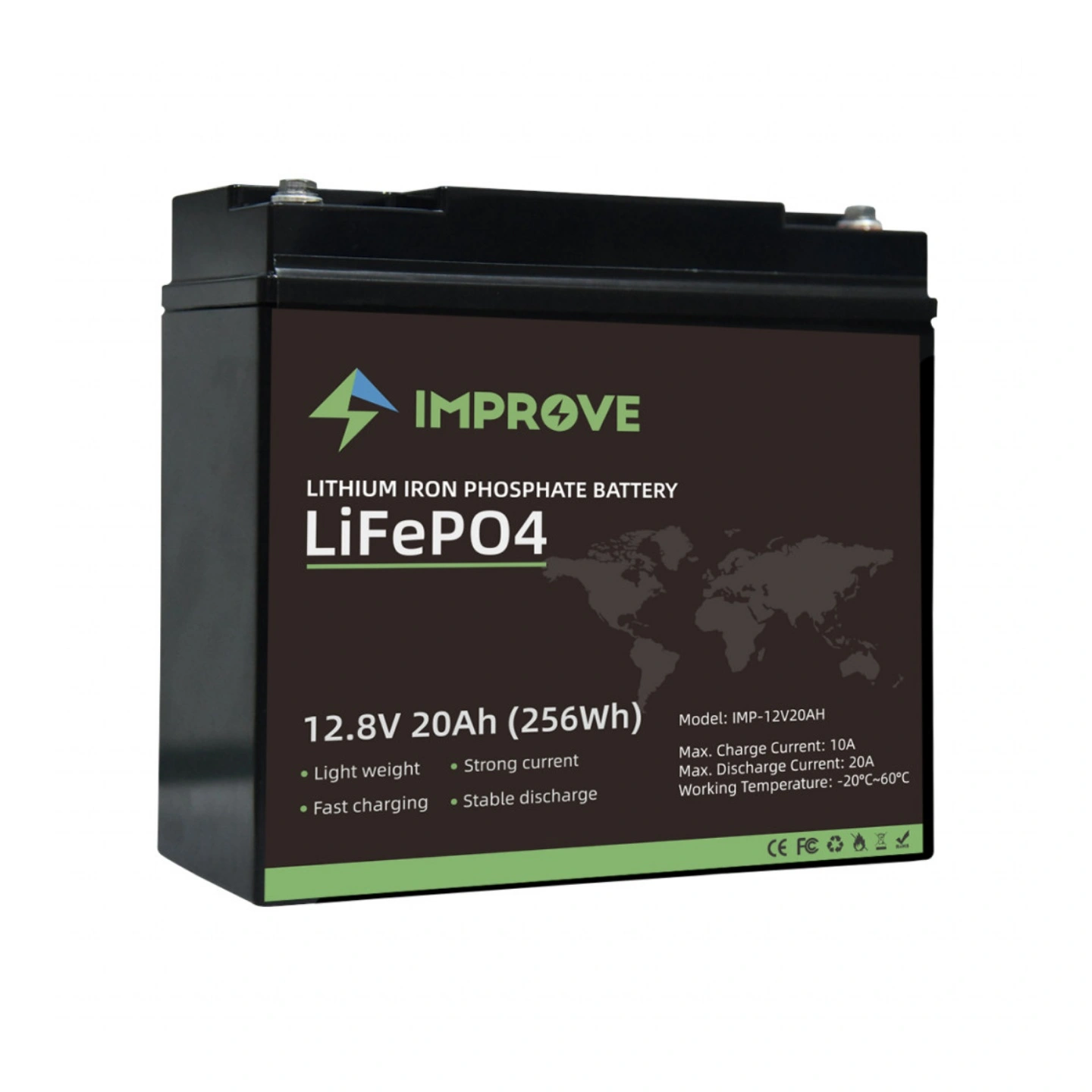 IMPROVE Lithium Batteri 12V 20Ah 12V (LiFePO4) BMS 20A