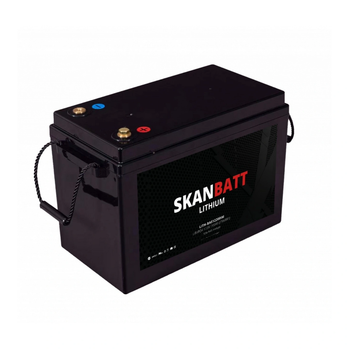 SKANBATT Lithium Batteri 12V 200ah 200a BMS mål: 345x174x245mm