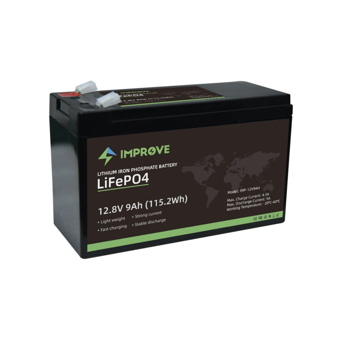 IMPROVE Lithium Batteri 12V 9Ah 12V (LiFePO4) BMS 9A